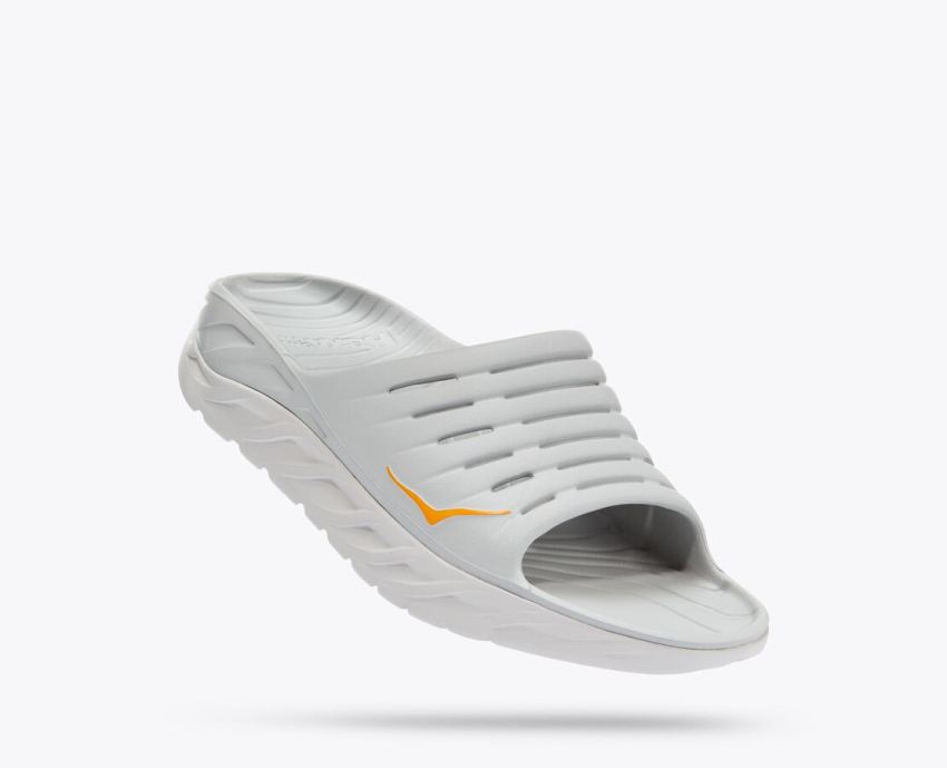 Hokas Shoes | ORA Recovery Slide-Lunar Rock / Radiant Yellow