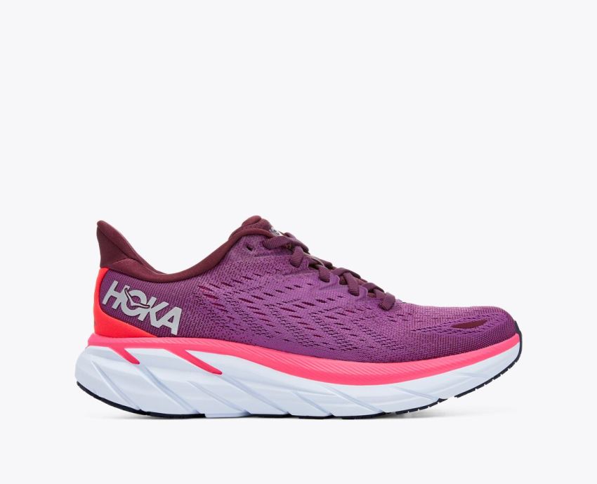 Hokas Shoes | Clifton 8-Grape Wine / Beautyberry - Click Image to Close