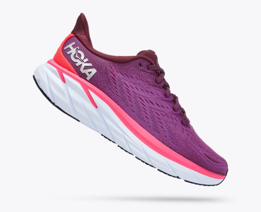 Hokas Shoes | Clifton 8-Grape Wine / Beautyberry - Click Image to Close