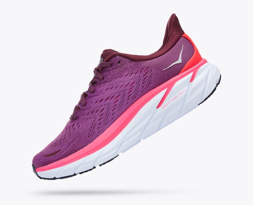 Hokas Shoes | Clifton 8-Grape Wine / Beautyberry - Click Image to Close