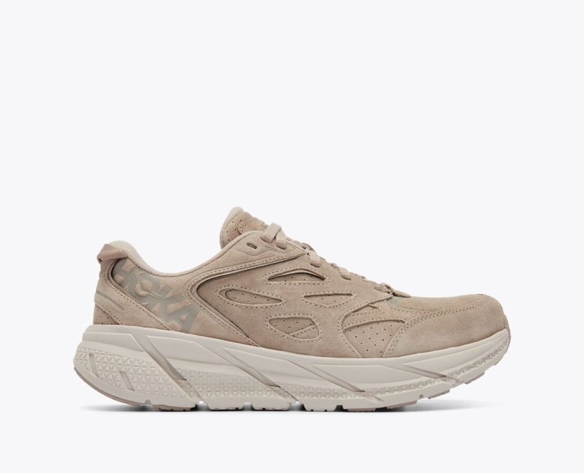 Hokas Shoes | Clifton L Suede-Simply Taupe / Pumice Stone - Click Image to Close