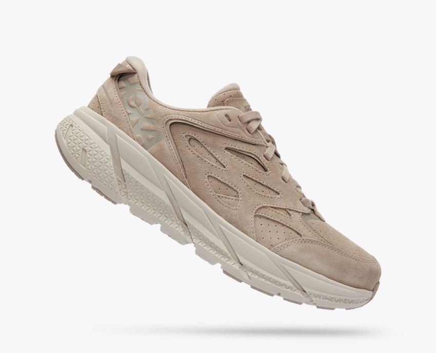 Hokas Shoes | Clifton L Suede-Simply Taupe / Pumice Stone