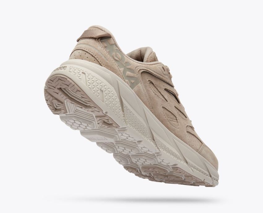 Hokas Shoes | Clifton L Suede-Simply Taupe / Pumice Stone - Click Image to Close