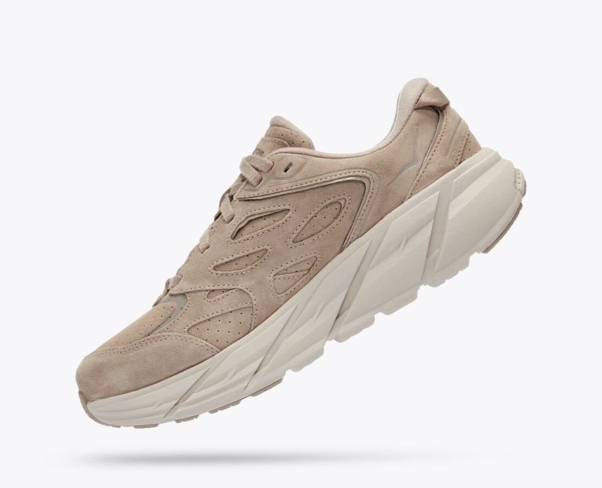 Hokas Shoes | Clifton L Suede-Simply Taupe / Pumice Stone - Click Image to Close