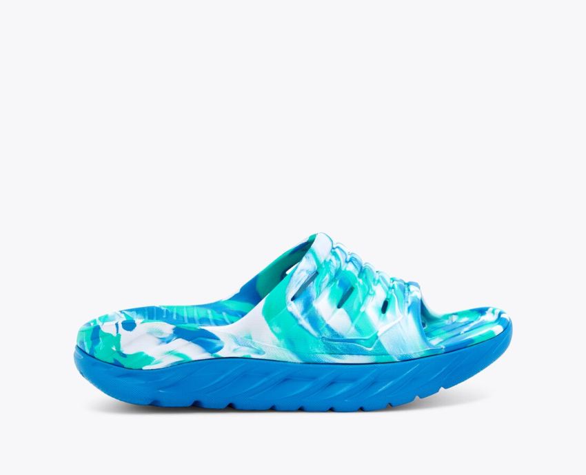 Hokas Shoes | Ora Recovery Slide Swirl-Atlantis / Blue Coral
