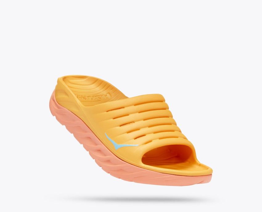 Hokas Shoes | Ora Recovery Slide-Amber Yellow / Shell Coral - Click Image to Close