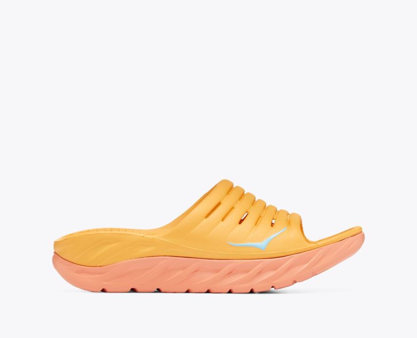 Hokas Shoes | Ora Recovery Slide-Amber Yellow / Shell Coral - Click Image to Close