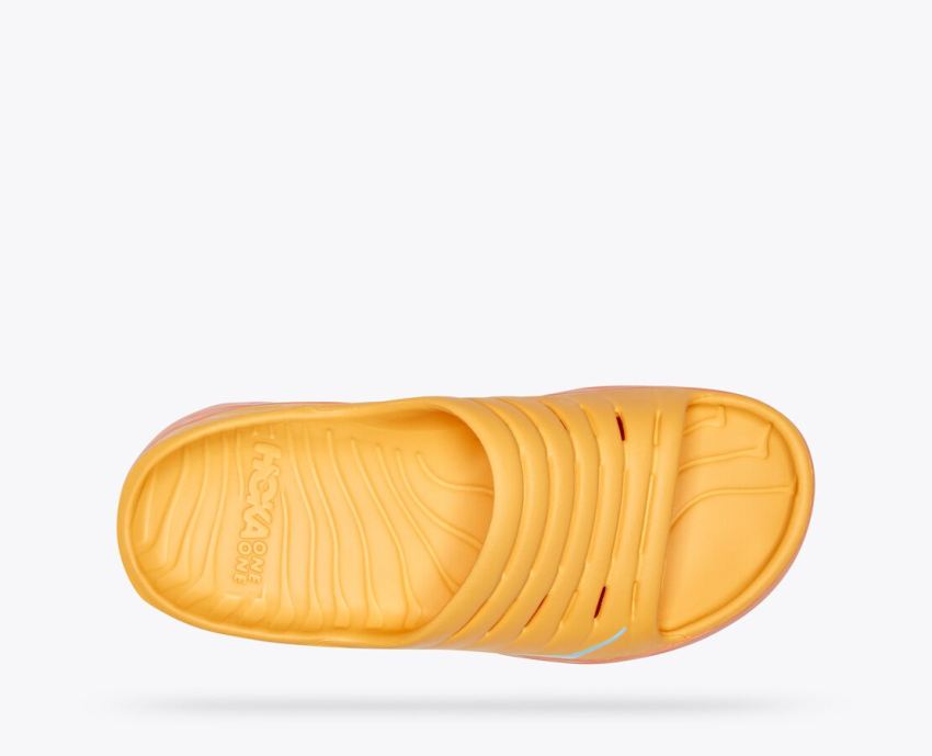 Hokas Shoes | Ora Recovery Slide-Amber Yellow / Shell Coral - Click Image to Close