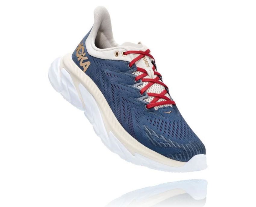 HOKA ONE ONE Clifton Edge for Men Vintage Indigo / Tofu - Click Image to Close