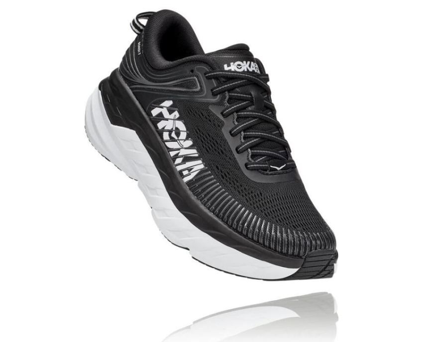 HOKA ONE ONE Bondi 7 for Women Black / White - Click Image to Close