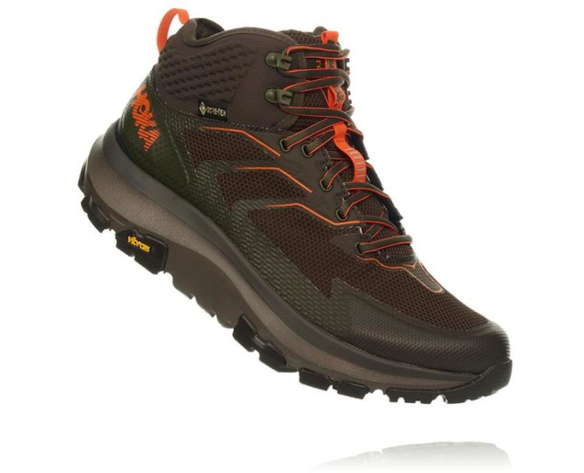 HOKA ONE ONE Toa GORE-TEX for Men Black Olive/ Orange - Click Image to Close