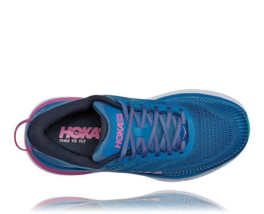 HOKA ONE ONE Bondi 7 for Women Vallarta Blue / Phlox Pink