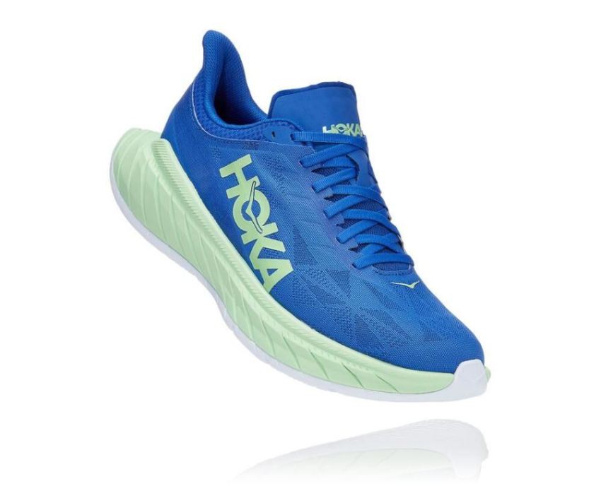 HOKA ONE ONE Carbon X 2 for Men Dazzling Blue / Green Ash - Click Image to Close