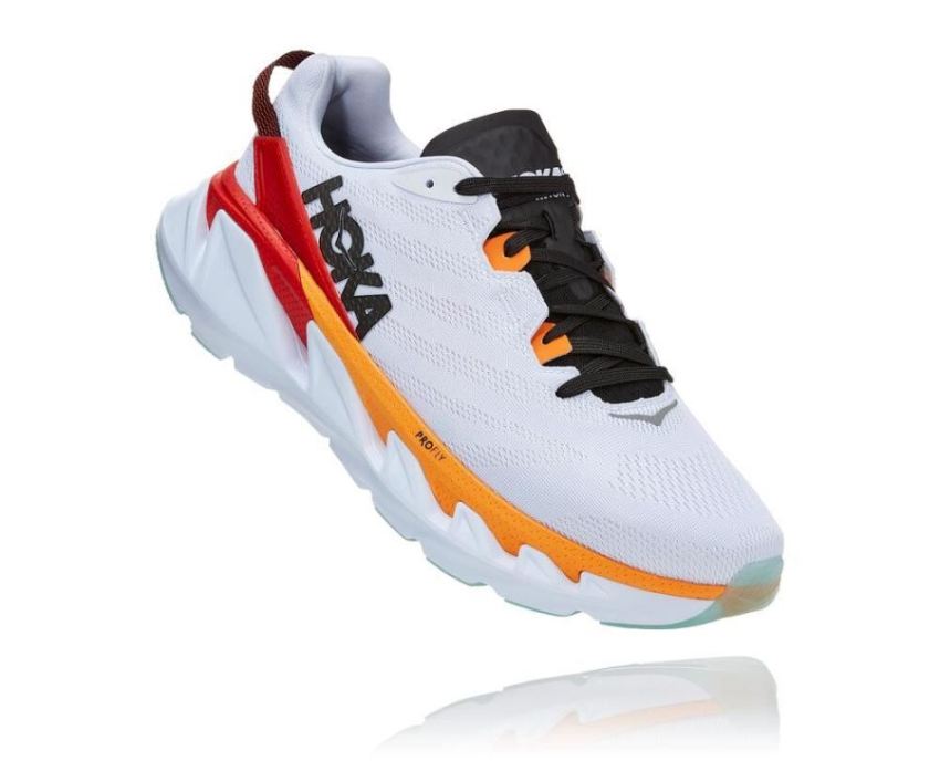 HOKA ONE ONE Elevon 2 for Men White / Blazing Orange - Click Image to Close