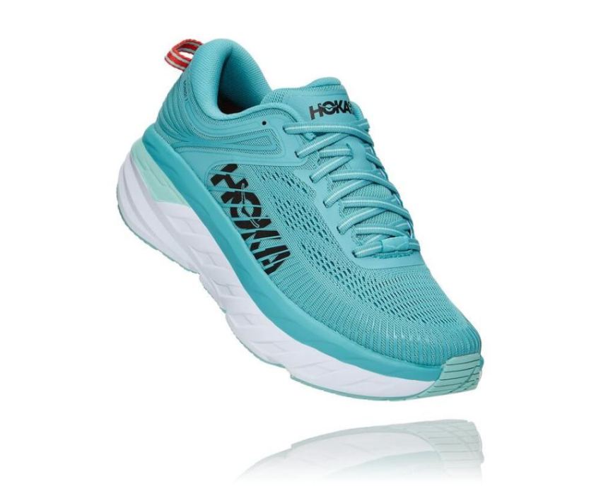 HOKA ONE ONE Bondi 7 for Women Aquarelle / Eggshell Blue - Click Image to Close