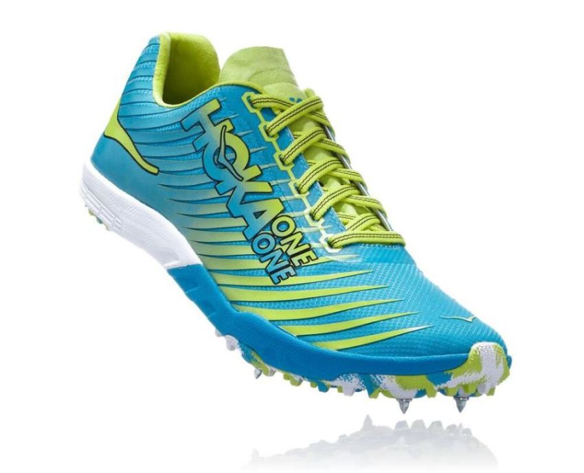 HOKA ONE ONE EVO XC Spike for Men Cyan / Citrus - Click Image to Close