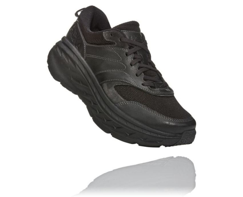 All Gender Bondi Leather Road Running Shoe Black / Raven - Click Image to Close