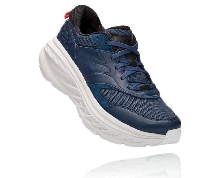 All Gender Bondi Leather Road Running Shoe Moonlit Ocean / Nimbu - Click Image to Close