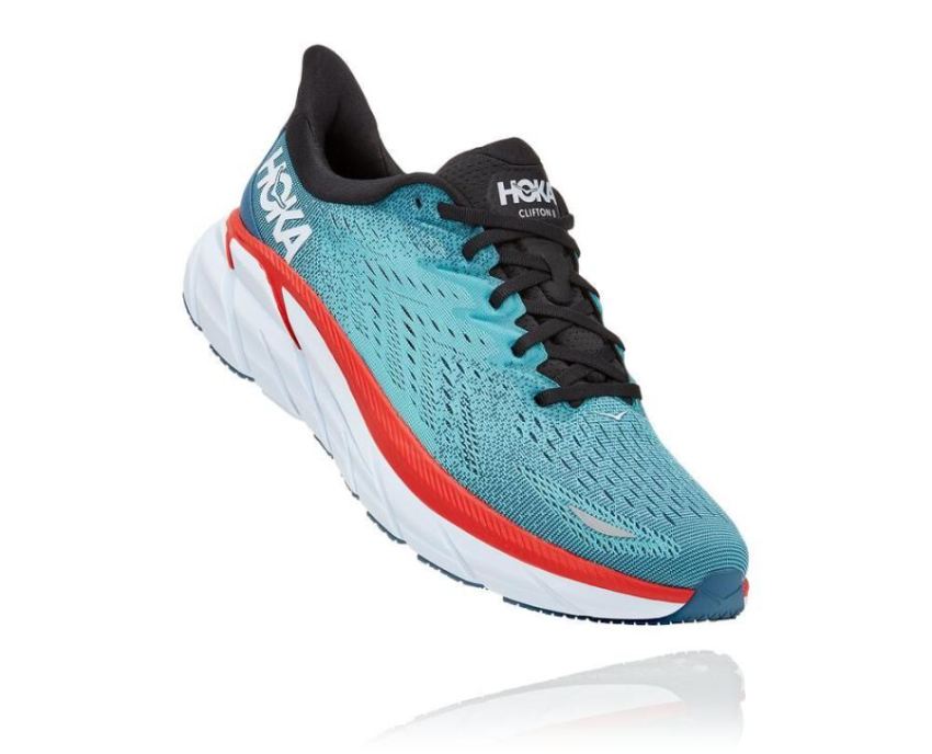 HOKA ONE ONE Clifton 8 for Men Real Teal / Aquarelle - Click Image to Close