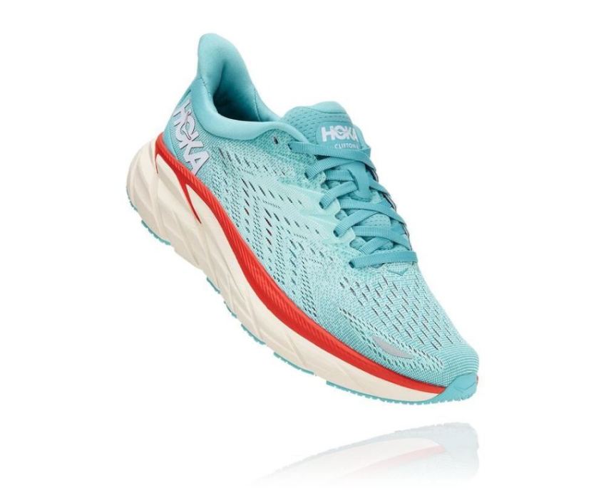 HOKA ONE ONE Clifton 8 for Men Aquarelle / Eggshell Blue - Click Image to Close