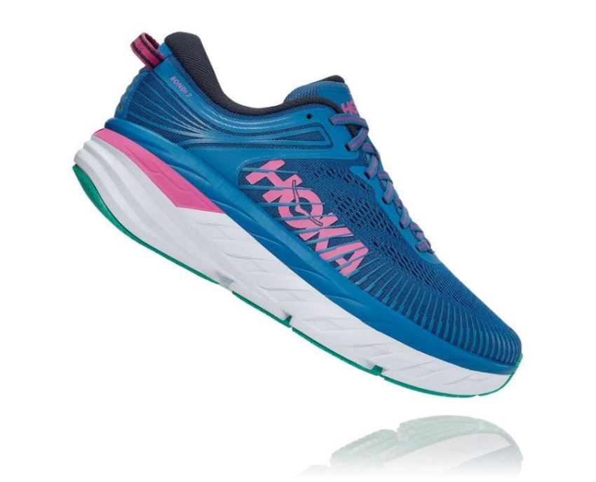 HOKA ONE ONE Bondi 7 for Men Vallarta Blue / Phlox Pink