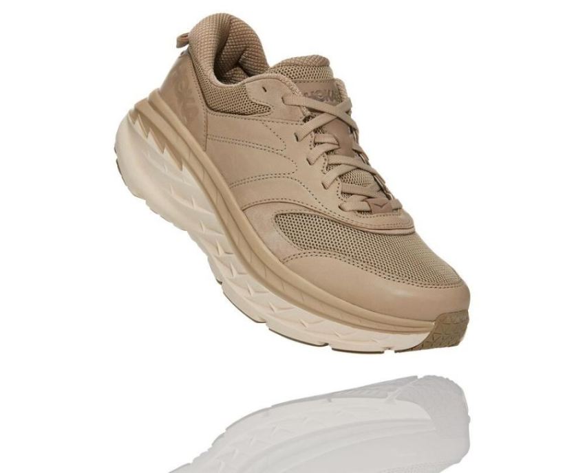 All Gender Bondi Leather Road Running Shoe Dune / Oxford Tan - Click Image to Close