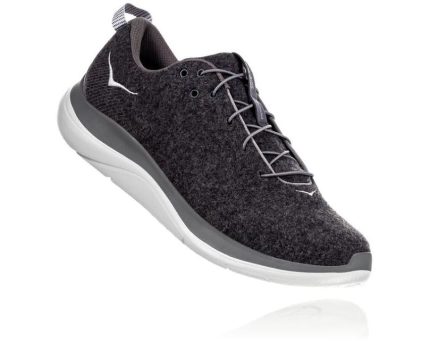 HOKA ONE ONE Hupana Flow Wool for Men Dark Shadow / Charcoal Gra - Click Image to Close