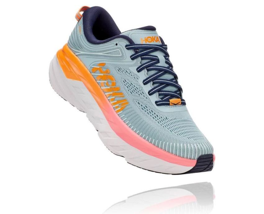 HOKA ONE ONE Bondi 7 for Women Blue Haze / Black Iris - Click Image to Close