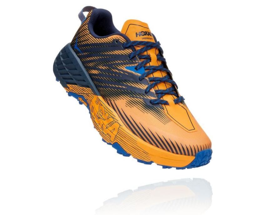 HOKA ONE ONE Speedgoat 4 for Men Saffron / Black Iris - Click Image to Close