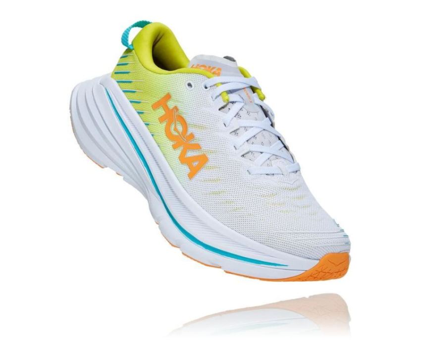 HOKA ONE ONE Bondi X for Men White / Evening Primrose - Click Image to Close