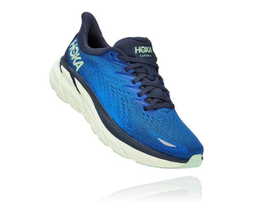 HOKA ONE ONE Clifton 8 for Men Dazzling Blue / Outer Space - Click Image to Close