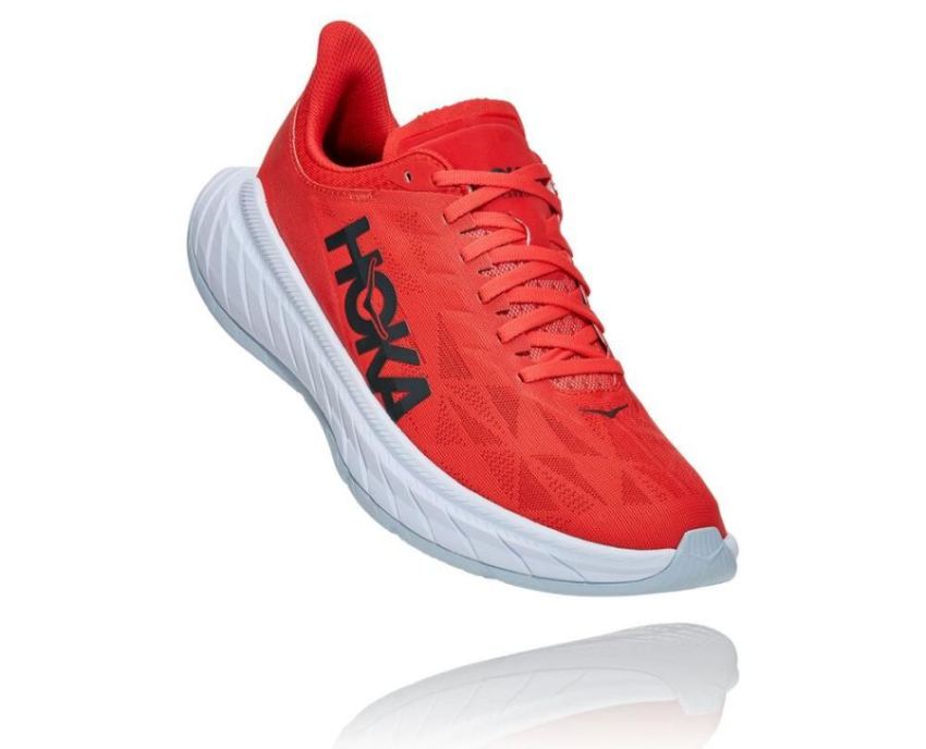 HOKA ONE ONE Carbon X 2 for Men Fiesta / White - Click Image to Close