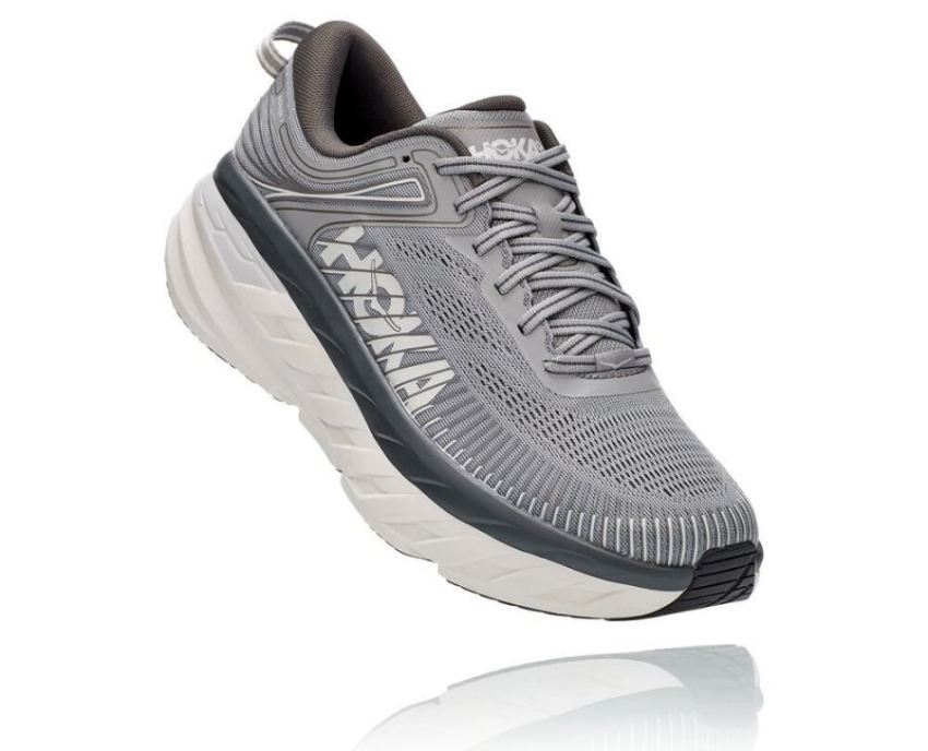 HOKA ONE ONE Bondi 7 for Men Wild Dove / Dark Shadow - Click Image to Close