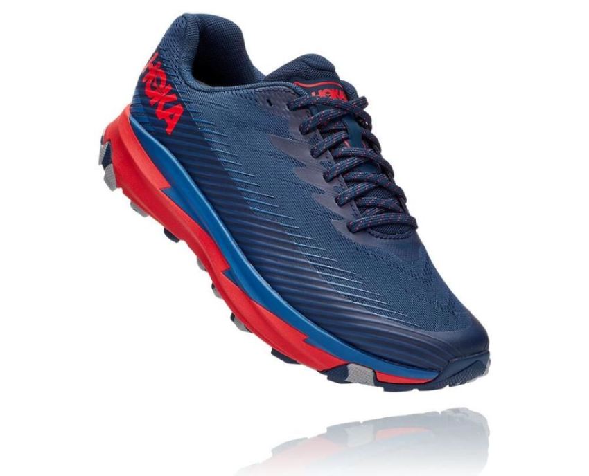 HOKA ONE ONE Torrent 2 for Men Moonlit Ocean / High Risk Red - Click Image to Close