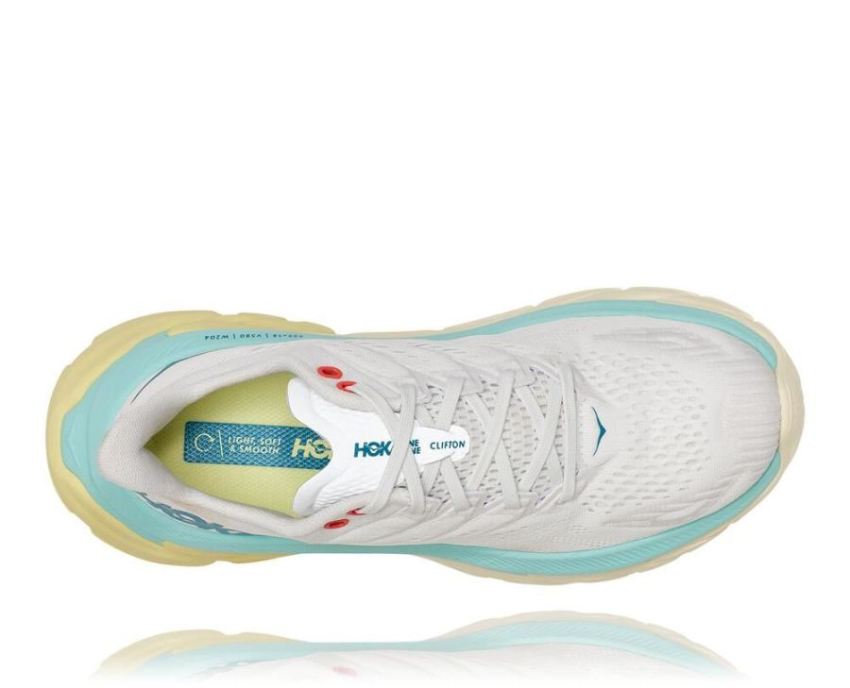 HOKA ONE ONE Clifton Edge for Women Blanc De Blanc / Blue Tint